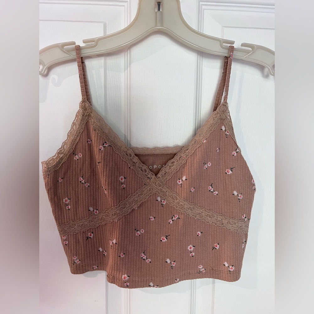 Aeropostale Lace Trim Top‎ in Brown